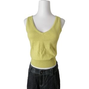 🌱 vintage yellow-green V-neck cashmere top by Dawson Cashmere Company